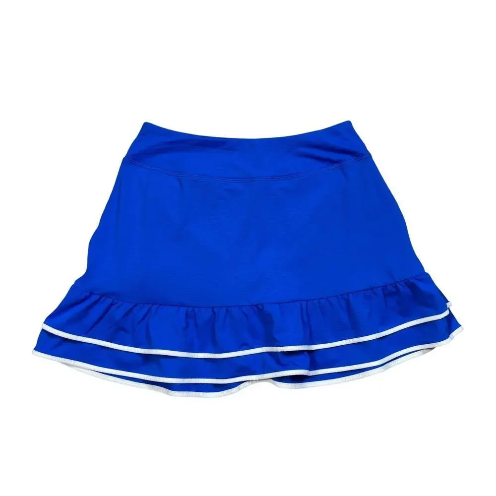 New X By Gottex Blue Tennis Skort Size Medium Ruffles Pickleball Golf Athleisure
